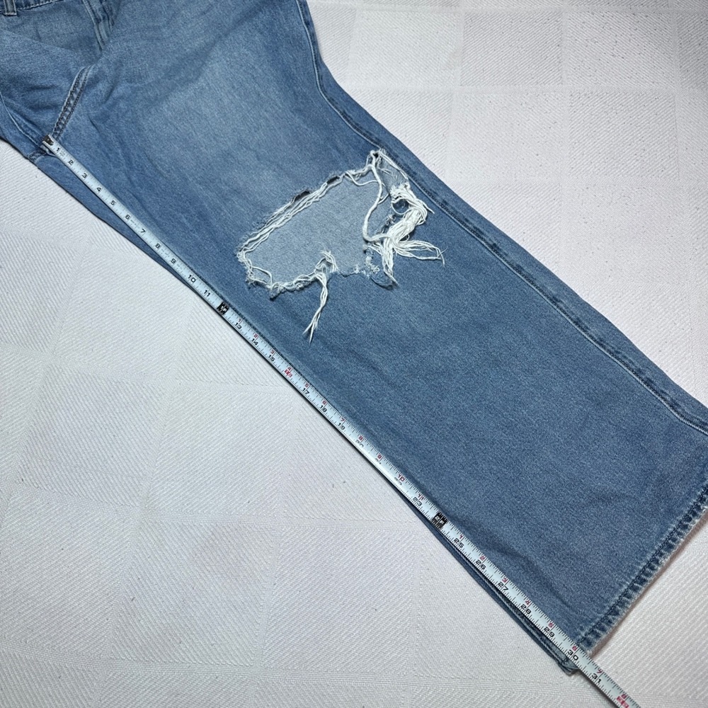 Hollister Ultra High-Rise Baggy Jeans Womens 14R 32R Distressed Medium Wash - Picture 12 of 13